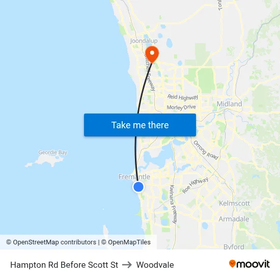 Hampton Rd Before Scott St to Woodvale map