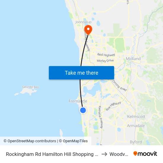 Rockingham Rd Hamilton Hill Shopping Ctr to Woodvale map