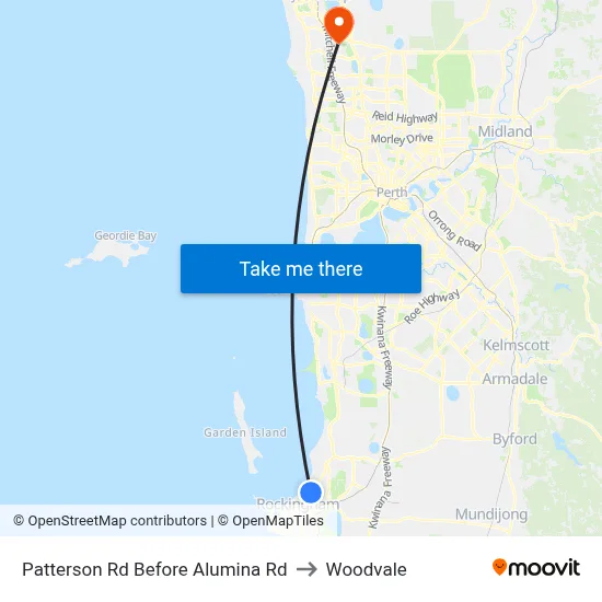 Patterson Rd Before Alumina Rd to Woodvale map
