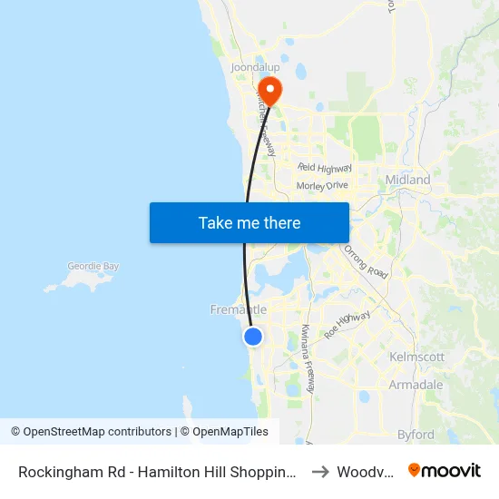 Rockingham Rd - Hamilton Hill Shopping Ctr to Woodvale map
