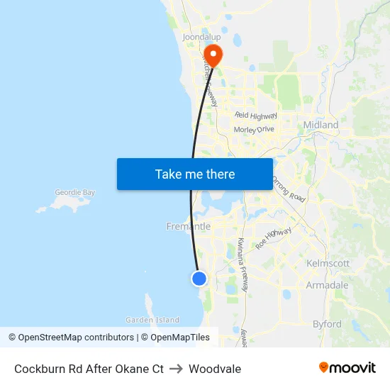 Cockburn Rd After Okane Ct to Woodvale map