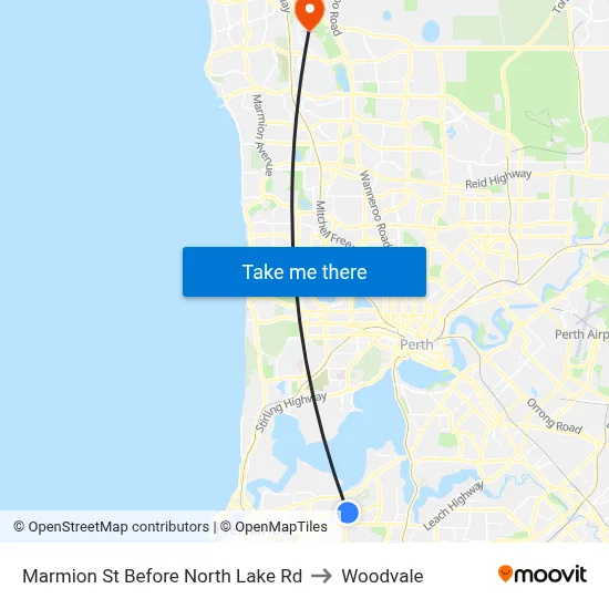 Marmion St Before North Lake Rd to Woodvale map