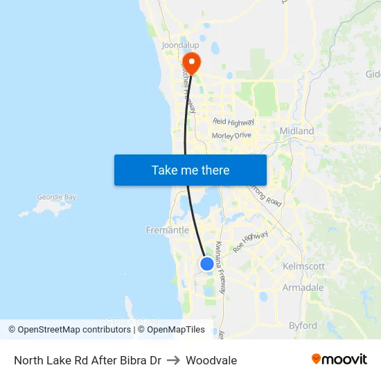 North Lake Rd After Bibra Dr to Woodvale map