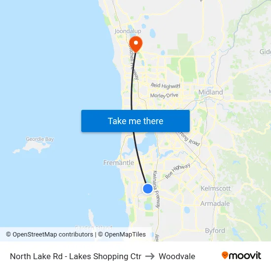 North Lake Rd - Lakes Shopping Ctr to Woodvale map