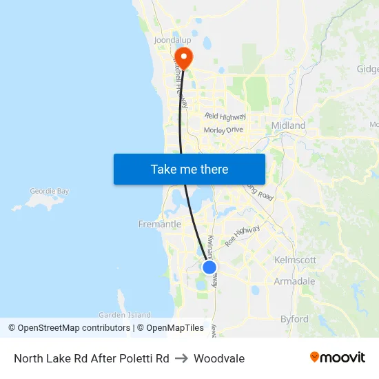 North Lake Rd After Poletti Rd to Woodvale map