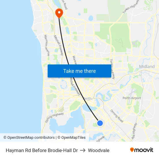 Hayman Rd Before Brodie-Hall Dr to Woodvale map