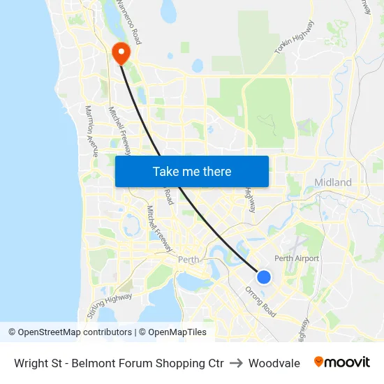 Wright St - Belmont Forum Shopping Ctr to Woodvale map
