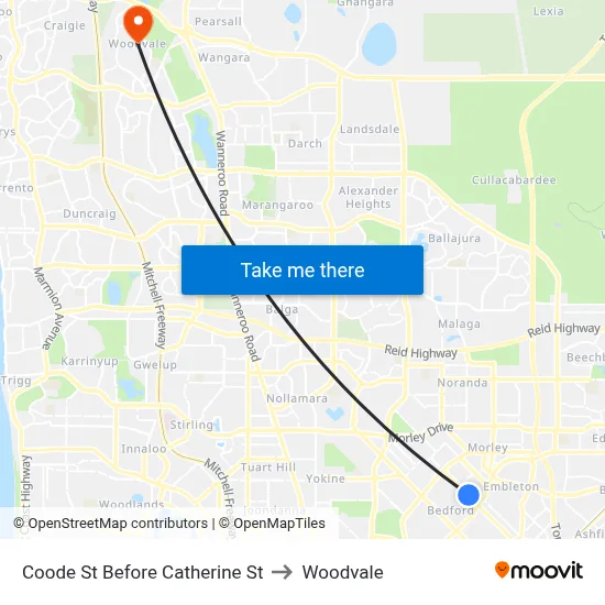 Coode St Before Catherine St to Woodvale map