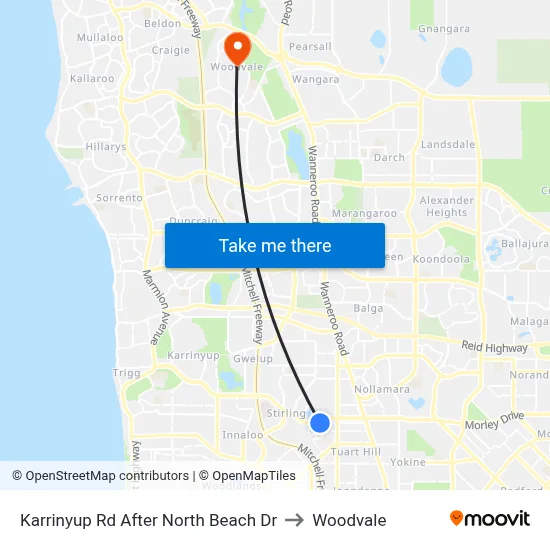 Karrinyup Rd After North Beach Dr to Woodvale map