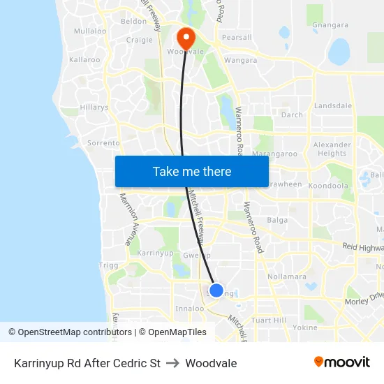 Karrinyup Rd After Cedric St to Woodvale map