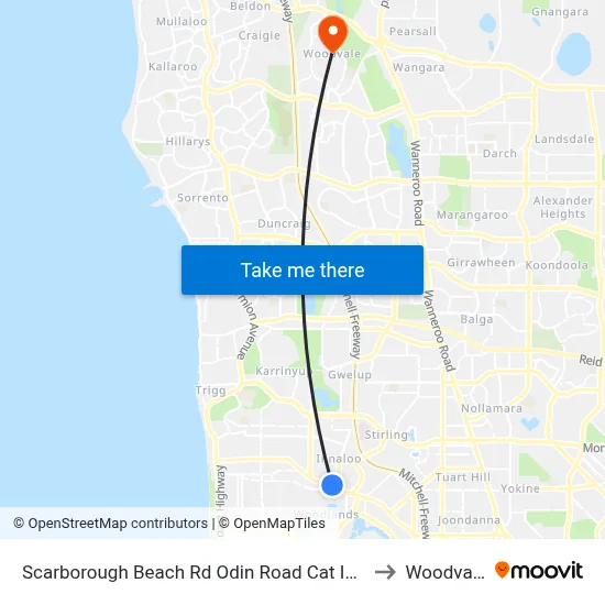 Scarborough Beach Rd Odin Road Cat Id 7 to Woodvale map