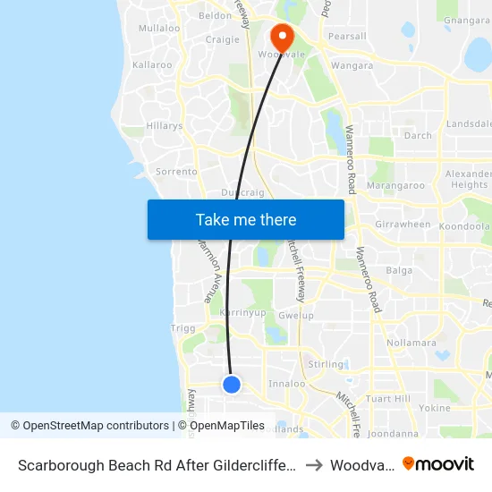 Scarborough Beach Rd After Gildercliffe St to Woodvale map
