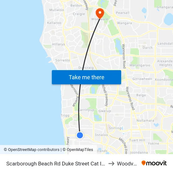 Scarborough Beach Rd Duke Street Cat Id 15 to Woodvale map