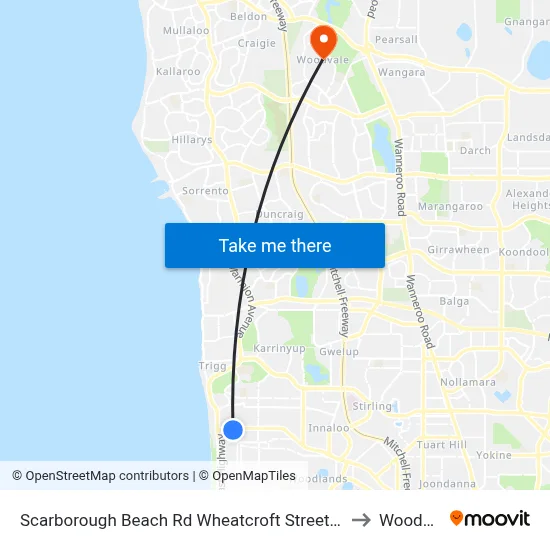 Scarborough Beach Rd Wheatcroft Street Cat Id 18 to Woodvale map