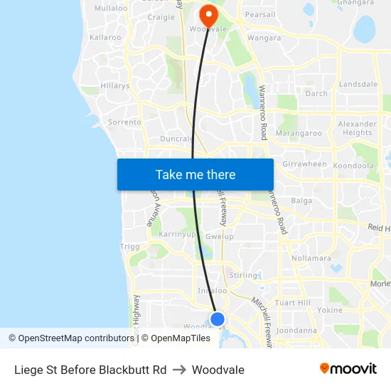 Liege St Before Blackbutt Rd to Woodvale map
