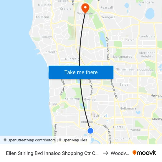 Ellen Stirling Bvd Innaloo Shopping Ctr Cat Id 35 to Woodvale map