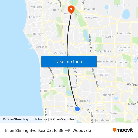 Ellen Stirling Bvd Ikea Cat Id 38 to Woodvale map