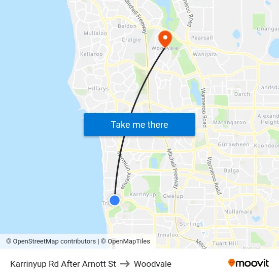 Karrinyup Rd After Arnott St to Woodvale map
