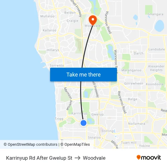 Karrinyup Rd After Gwelup St to Woodvale map