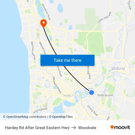 Hardey Rd After Great Eastern Hwy to Woodvale map