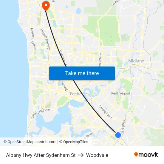 Albany Hwy After Sydenham St to Woodvale map