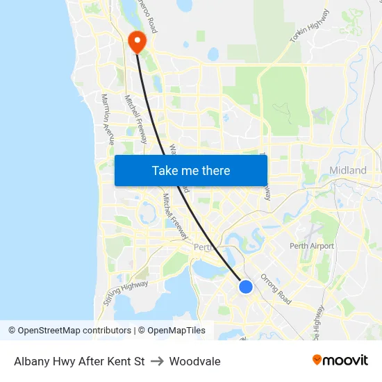 Albany Hwy After Kent St to Woodvale map