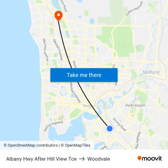 Albany Hwy After Hill View Tce to Woodvale map