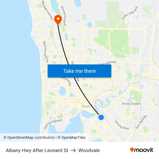Albany Hwy After Leonard St to Woodvale map