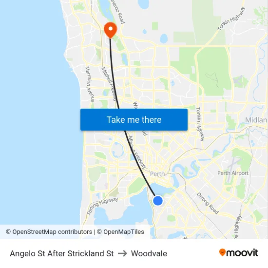 Angelo St After Strickland St to Woodvale map