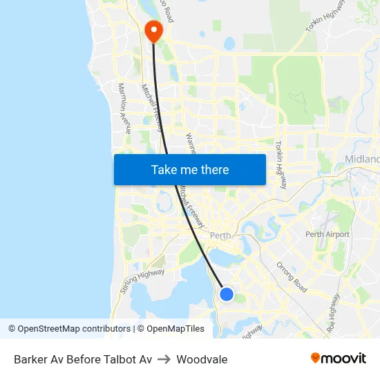Barker Av Before Talbot Av to Woodvale map