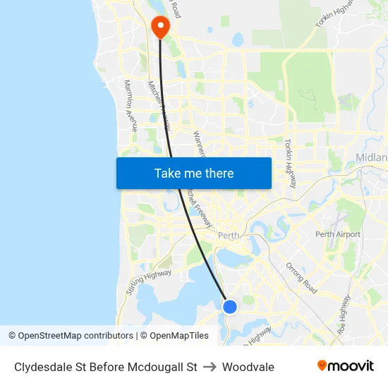 Clydesdale St Before Mcdougall St to Woodvale map