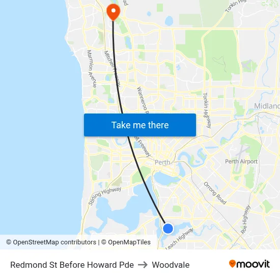 Redmond St Before Howard Pde to Woodvale map