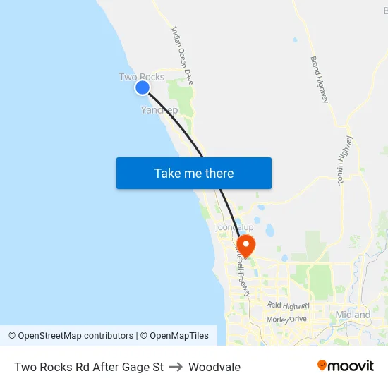 Two Rocks Rd After Gage St to Woodvale map