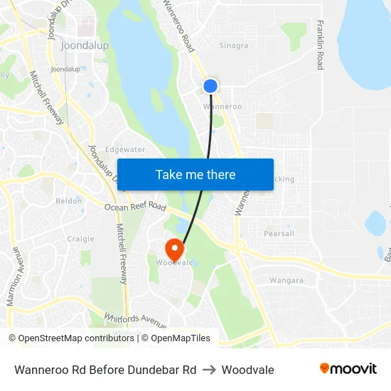 Wanneroo Rd Before Dundebar Rd to Woodvale map