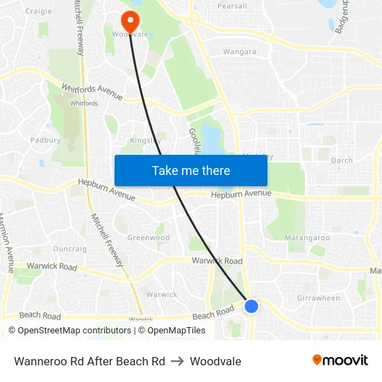 Wanneroo Rd After Beach Rd to Woodvale map