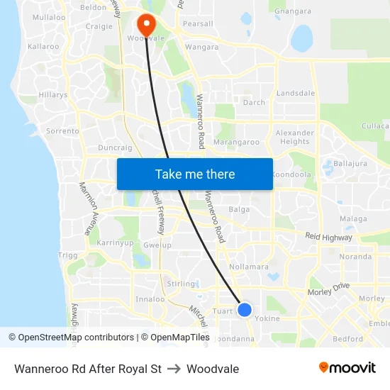 Wanneroo Rd After Royal St to Woodvale map