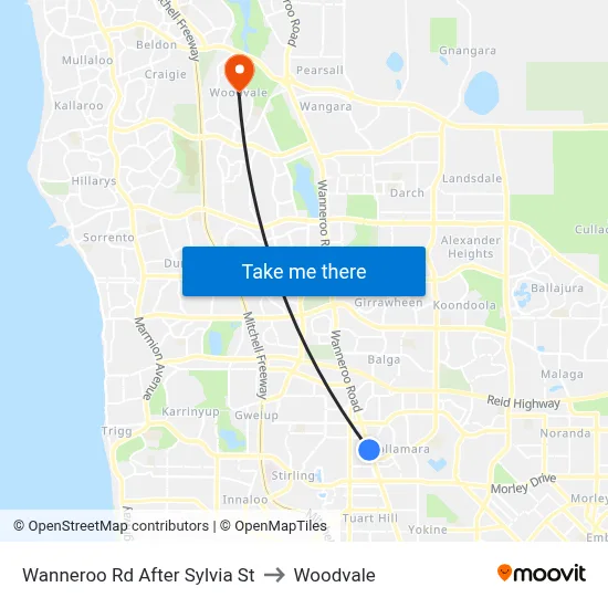 Wanneroo Rd After Sylvia St to Woodvale map
