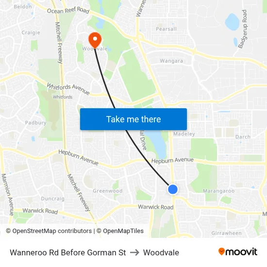 Wanneroo Rd Before Gorman St to Woodvale map