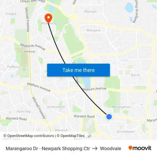 Marangaroo Dr - Newpark Shopping Ctr to Woodvale map
