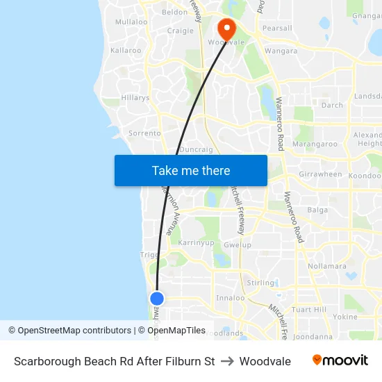 Scarborough Beach Rd After Filburn St to Woodvale map