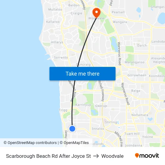 Scarborough Beach Rd After Joyce St to Woodvale map