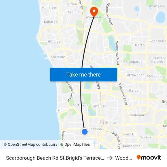 Scarborough Beach Rd St Brigid's Terrace Cat Id 29 to Woodvale map