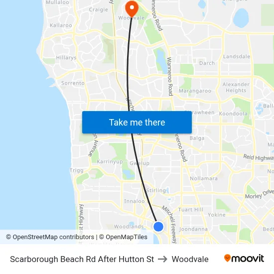 Scarborough Beach Rd After Hutton St to Woodvale map