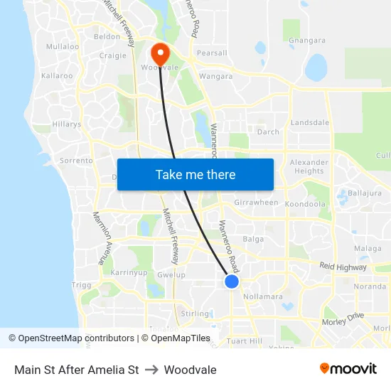 Main St After Amelia St to Woodvale map
