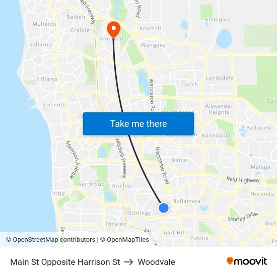 Main St Opposite Harrison St to Woodvale map