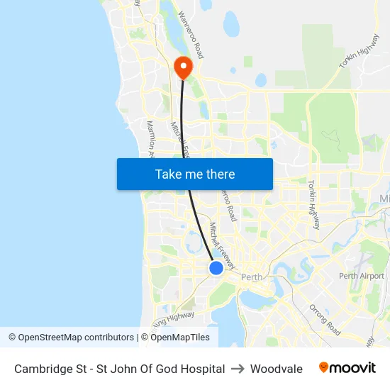Cambridge St - St John Of God Hospital to Woodvale map
