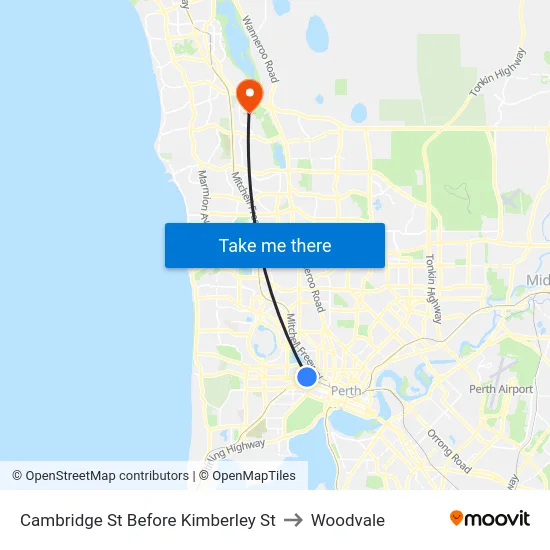 Cambridge St Before Kimberley St to Woodvale map
