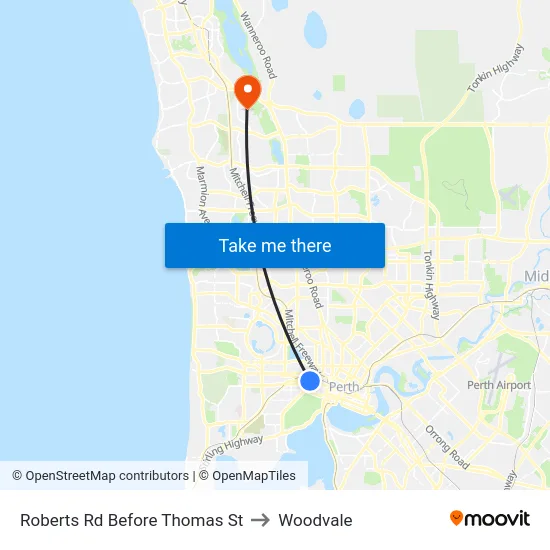 Roberts Rd Before Thomas St to Woodvale map