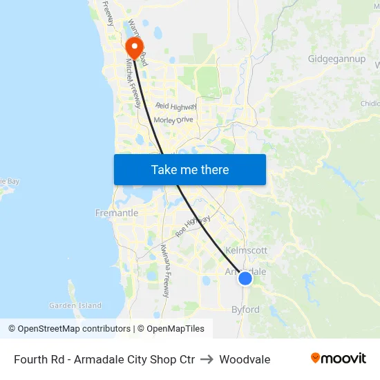 Fourth Rd - Armadale City Shop Ctr to Woodvale map