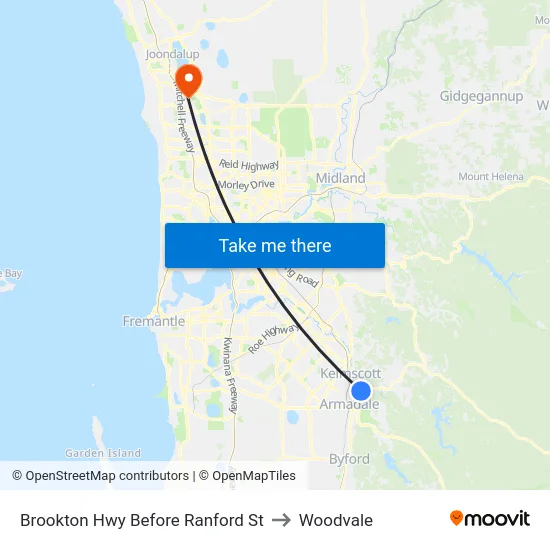 Brookton Hwy Before Ranford St to Woodvale map